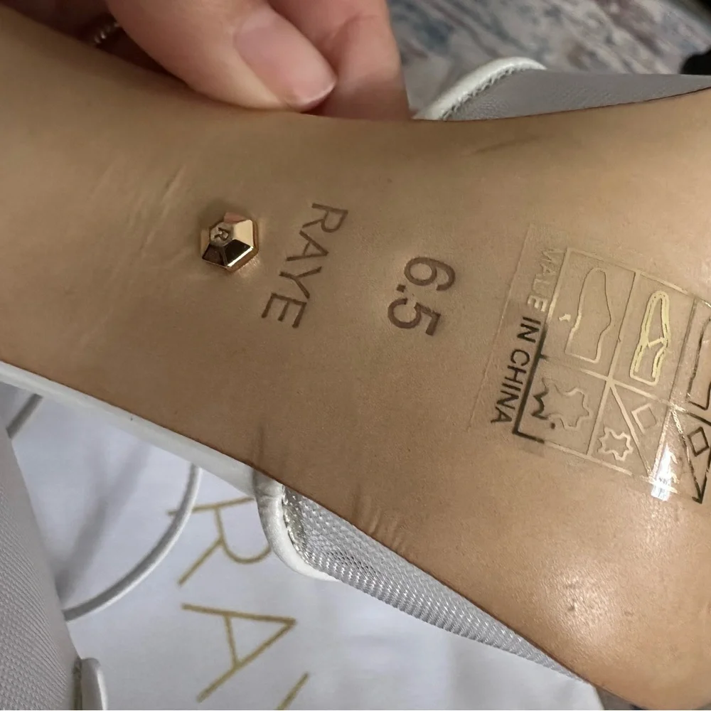 $168 Revolve RAYE White Ankle Strap Mesh Heels - Picture 7 of 8